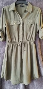 Bebop olive color button up drawstring waist